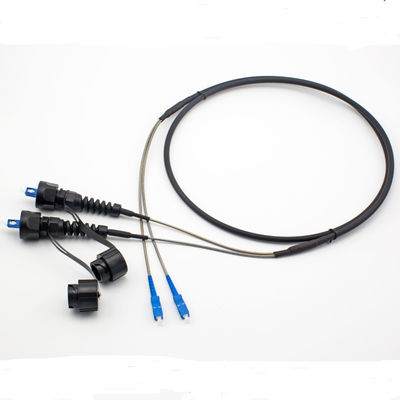 Outdoor 2core Singlemode ODVA to SC Connector Waterproof Fiber Optic Patch Cable armore breakout